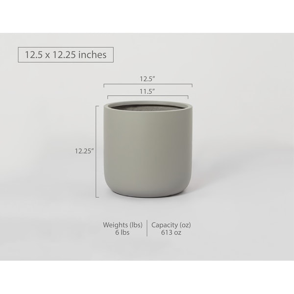 Indoor/Outdoor Large Minimalist Fiberstone Lightweight Cylinder Round Planter Pot - 12, 9 in