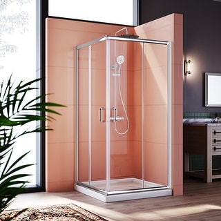 ELEGANT Framed Sliding Corner Shower Enclosure Door in Chrome