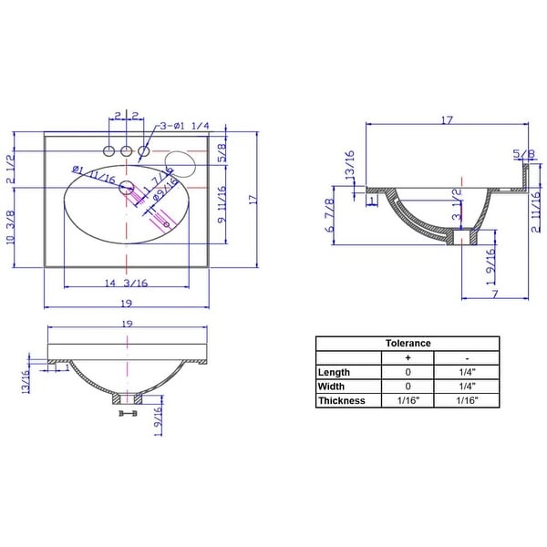 Design House 552331 Cultured Marble Vanity Top 19", White on White