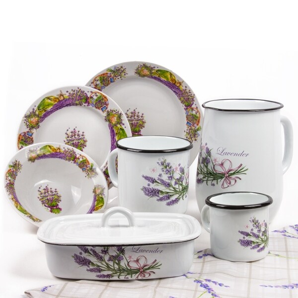 STP Goods 2.1-qt Lavender Bouquet Enamel on Steel Stock Pot