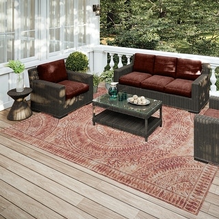 Indoor/ Outdoor Addison Yuma Medallion Washable Area Rug
