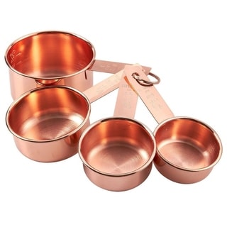 4 Pieces Stainless Steel Measuring Cup Set for Baking Cooking, Copper-Plated