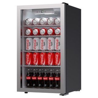 JEREMY CASS 3.2 cu. ft. 26 Bottle Wine Cooler, 120Cans Beverage Refrigerator and Cooler With Glass Reversible Door