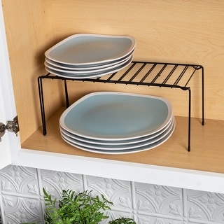 Black Steel Expandable Cabinet Organizer Shelf