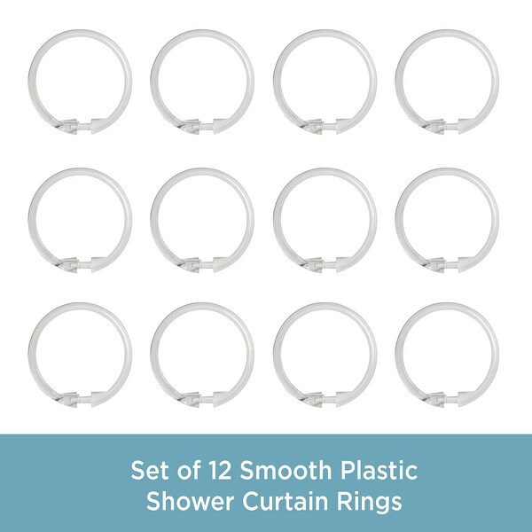 Kenney Smooth Shower Curtain Rings, Set of 12, Cream