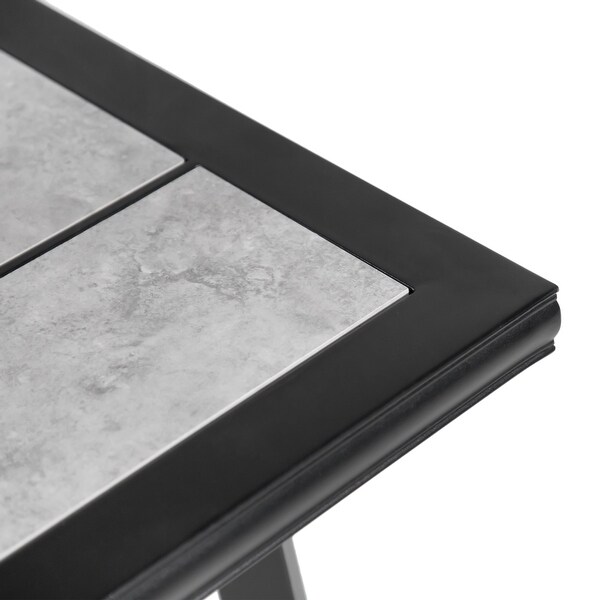 Sintra Grey Ceramic Patio 76" Dining Table with Umbrella Hole