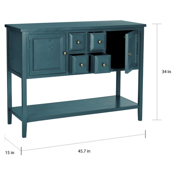 SAFAVIEH Charlotte Slate/ Teal Storage Sideboard - 45.7" x 15" x 34"
