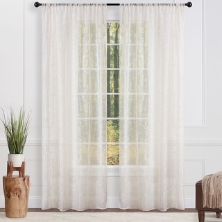 Chanasya Embroidered Swirl Vine Sheer Window Curtain Panel Pair (Set of 2)