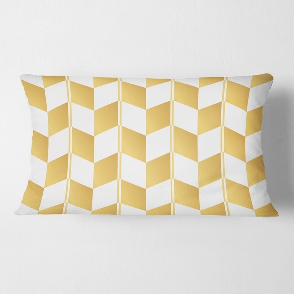 Designart 'Gold and White Geometric Pattern I' Mid-Century Modern Throw Pillow