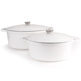 Neo 4pc Cast Iron Set 5 & 8Qt. Cov Dutch Ovens White