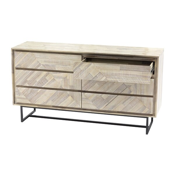 Peridot Modern Farmhouse Solid Acacia Wood 6 Drawer Dresser