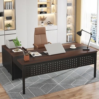 Modern Executive Desk, 70.8'' Computer Desk with 47 inch Lateral File Cabinet for Home Office