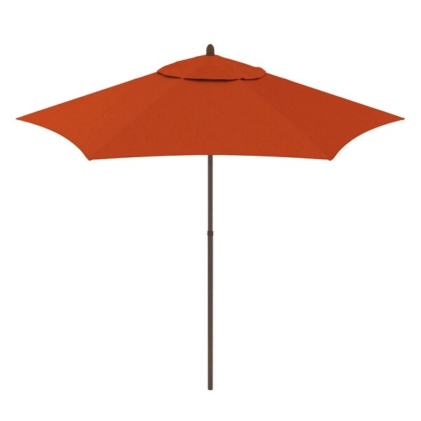 North Bend 9' Rd Faux Wood Steel Patio Umbrella, Push Open Pin Stop by Havenside Home