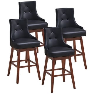 Gymax Set of 4 Swivel Bar Stools 29'' Pub Height Upholstered Chairs w/