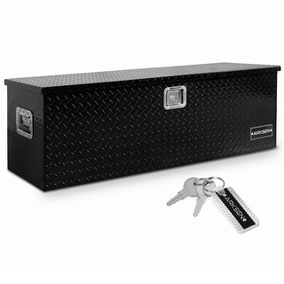 Arksen 49" Aluminum Tool Box Diamond Plate Chest Box, Black