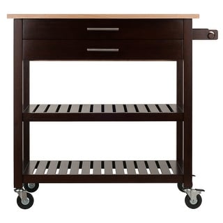 Langdon Kitchen Cart, Drop Leaf, Cappuccino and Natural - 36.57 x 26.42 x 34.45 inches