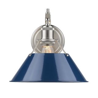 Golden Lighting Orwell PW Pewter Navy Blue Shade Steel 1-light Wall Sconce