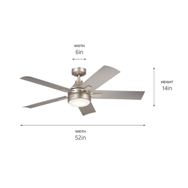 Kichler Lighting Tide 52 inch Integrated LED Indoor/Outdoor Brushed Nickel Ceiling Fan
