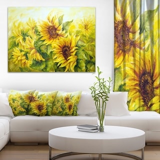 Bright Yellow Sunny Sunflowers - Floral Canvas Print