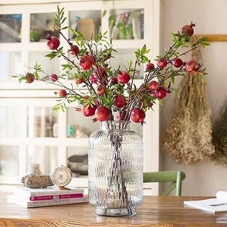 RusticReach Artificial Large Pomegranate Fruit Stem 36" Tall