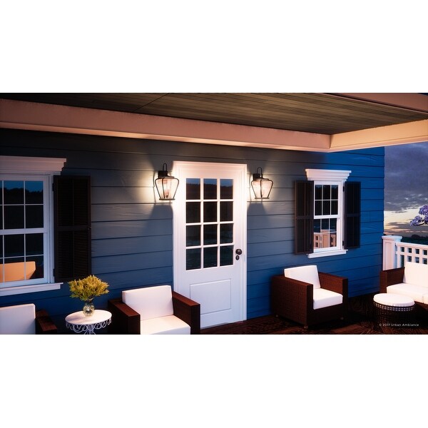 Luxury French Country Black Silk Mediterranean Outdoor Wall Light - 17.5" H, 8.5" W, 9.5" Dep