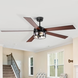 60 In Modern Ceiling Fan with Light and Remote(Matte Black) - 60 IN