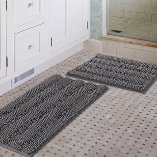 Ultra Thick Bath Rugs Shaggy Chenille Absorbent Non Slip Bath Mats