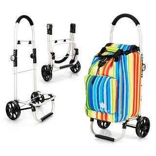 Costway Foldable Shopping Cart Rolling Utility Grocery Trolley - See Details