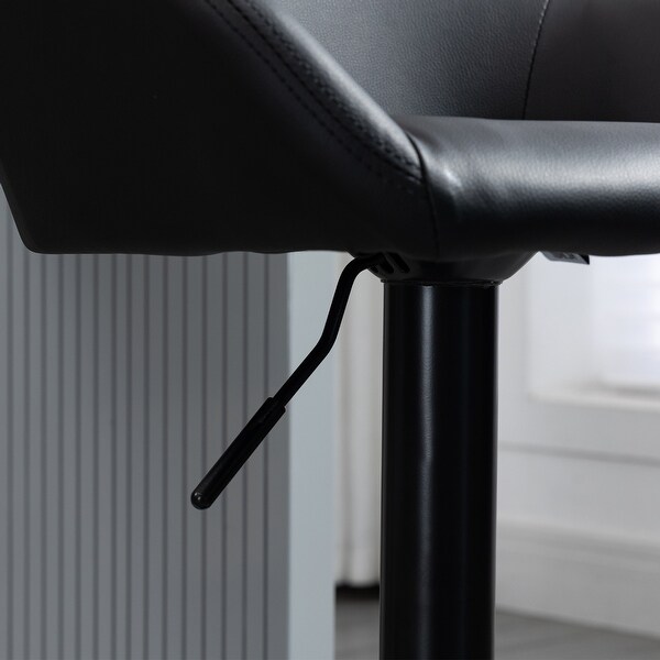 HOMCOM Adjustable Bar Stools Set of 2, Swivel Barstools with Footrest and Back, PU Leather and Steel Round Base