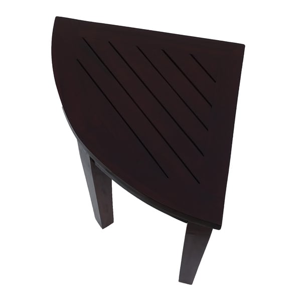 Teak Corner Shower Stool & Shaving Foot Rest- DecoTeak Oasis in Signature WoodLand Brown Finish