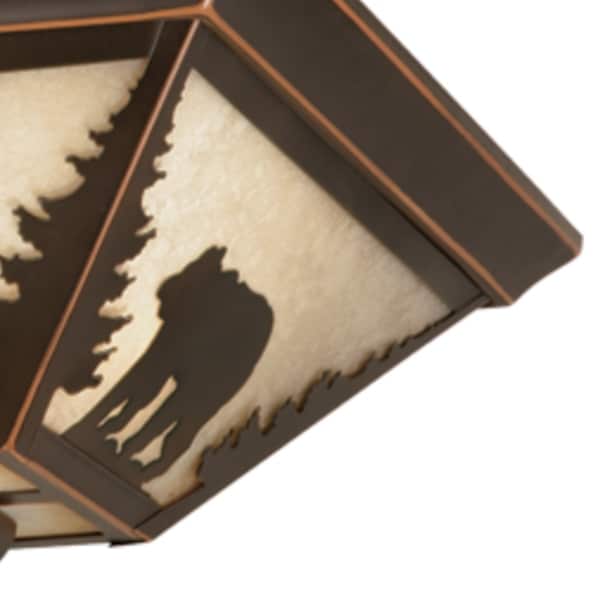 Bozeman 14-in W Bronze Rustic Bear Flush Mount Ceiling Light Fixture - 14-in W x 5.75-in H x 14-in D