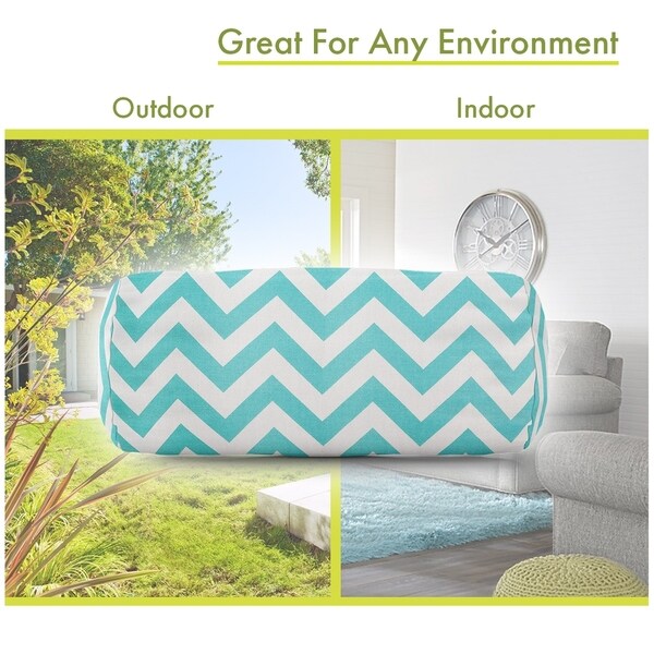 Majestic Home Goods Indoor Outdoor Chevron Round Bolster Decorative Throw Pillow