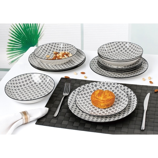 12-piece Printed Porcelain Dinnerware Set (Service for 4)