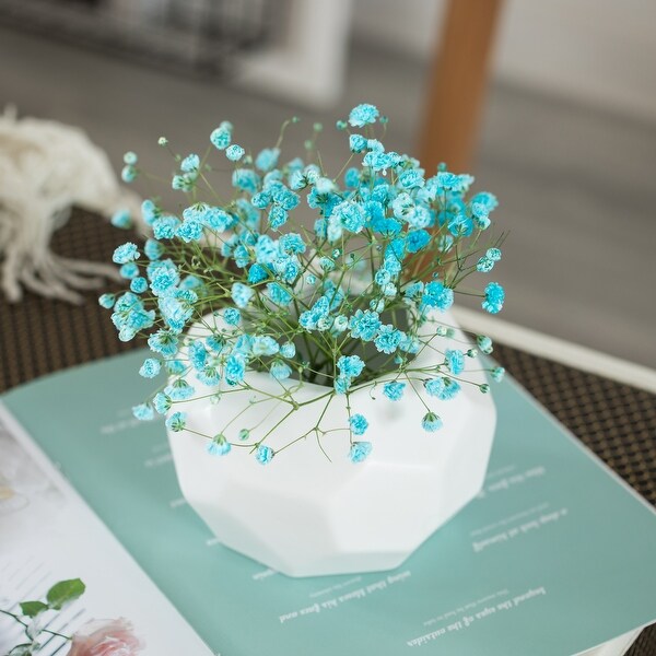 Contemporary White Ceramic Unique Shaped Table Vase Flower Holder