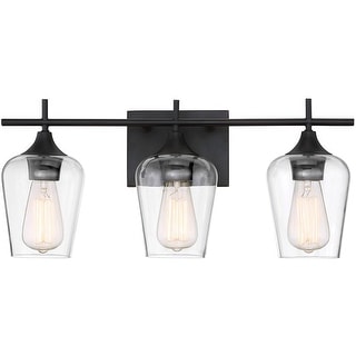 Modern Farmhouse 3-Light Industrial Bathroom Vanity Light, Bath Bar with Clear Glass Shade