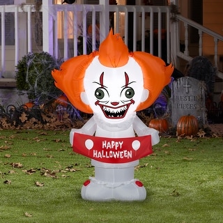 Gemmy Airblown Stylized Pennywise Warner Brothers, 4 ft Tall, Multicolored