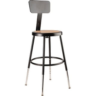 NPS Height Adjustable Heavy Duty Steel Stool with Backrest, Black