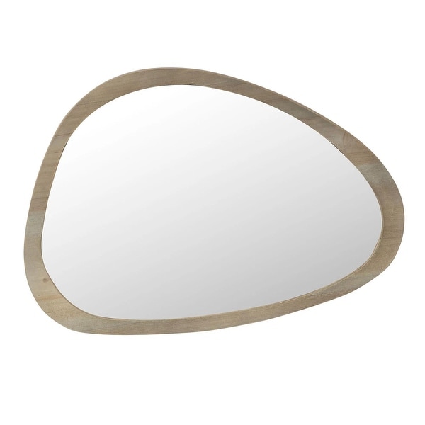Natural Wood Framed Irregular Shaped Wall Accent Mirror
