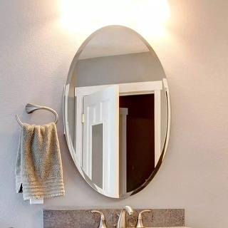 Mirror Trend Oval Frameless Beveled Wall Mirror - 22*32*0.71
