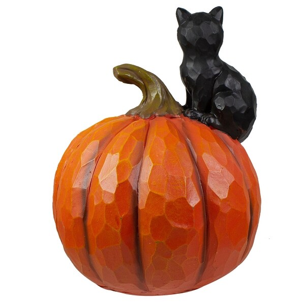 10" LED Lighted Jack-O-Lantern and Black Cat Tabletop Halloween Figure