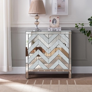 Storage Cabinet with Mirror Trim and M Shape Design