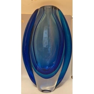 Azure Blue Art Glass Vase
