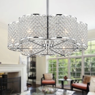 Wellane 30-Inch Chrome & Crystal Flower Lighted Ceiling Fan (Includes Remote Control) -  30.1 in x H 29.5 in