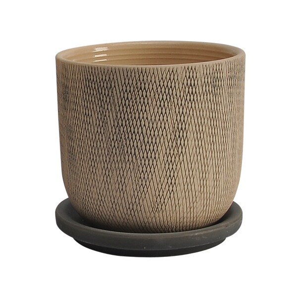 Set of 2 5, 6" Mesh Planter with Saucer, Gray 5.75"H - 6.0" x 6.0" x 5.75"