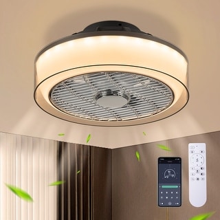 16 in. Smoky Gray Low Profile Ceiling Fan with Remote Indoor Flush Mount Bedroom Ceiling Fan with Dimmable LED Light