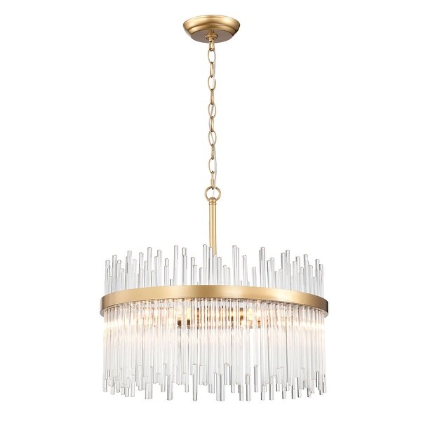 Casandra 5-light Shiny Bronze Chandelier with Clear Glass Bars - Shiny Bronze