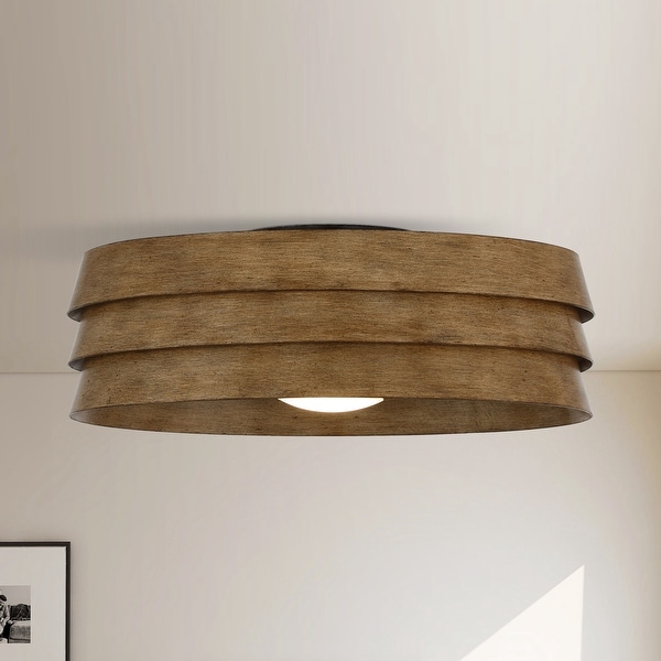 22-inch Farmhouse 3-Blade Low Profile Ceiling Fan with Light and Remote