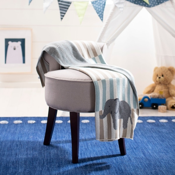 SAFAVIEH Baby Collection Harlo Throw - Beige / Teal - 32" x 40" - 32" x 40"