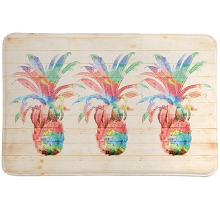 Laural Home Watercolor Pineapples Memory Foam Rug