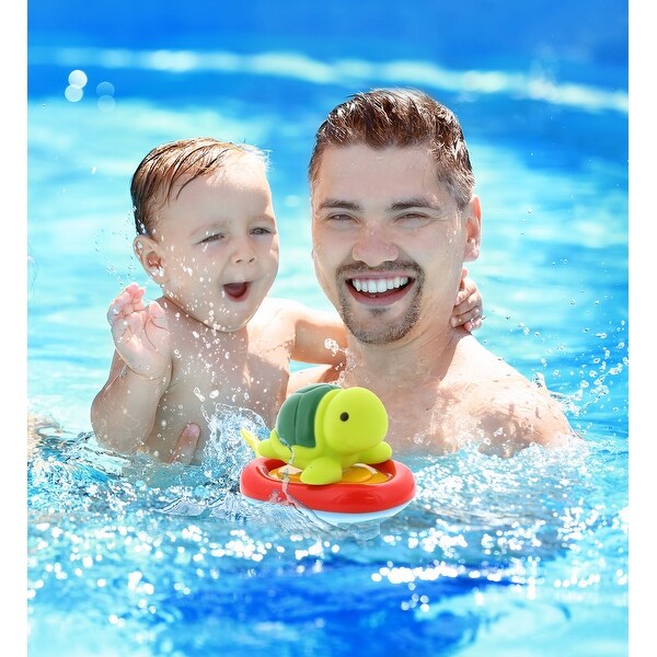 DolliBu Sea Life Boat Racers Bundle Set of 4 - Bath Toy Pull & Go - Multicolor - 3x2.25x1.75 inches.